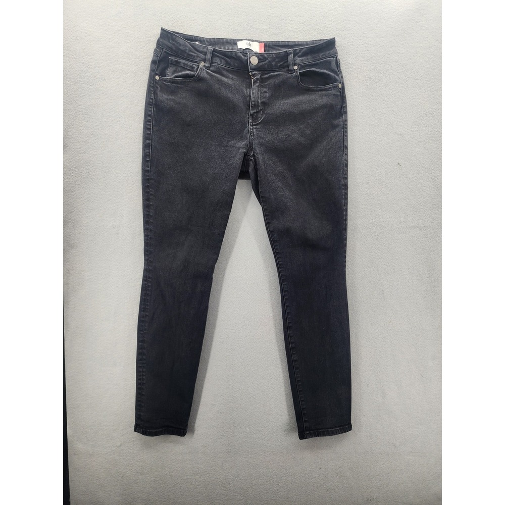 Cabi Skinny Jeans Womens 14 Black Faded Stretch Denim Style 3941 Casual Classic